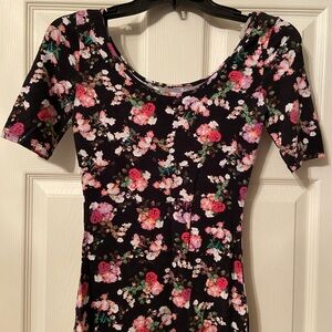 Floral Print Dress with Short Sleeves